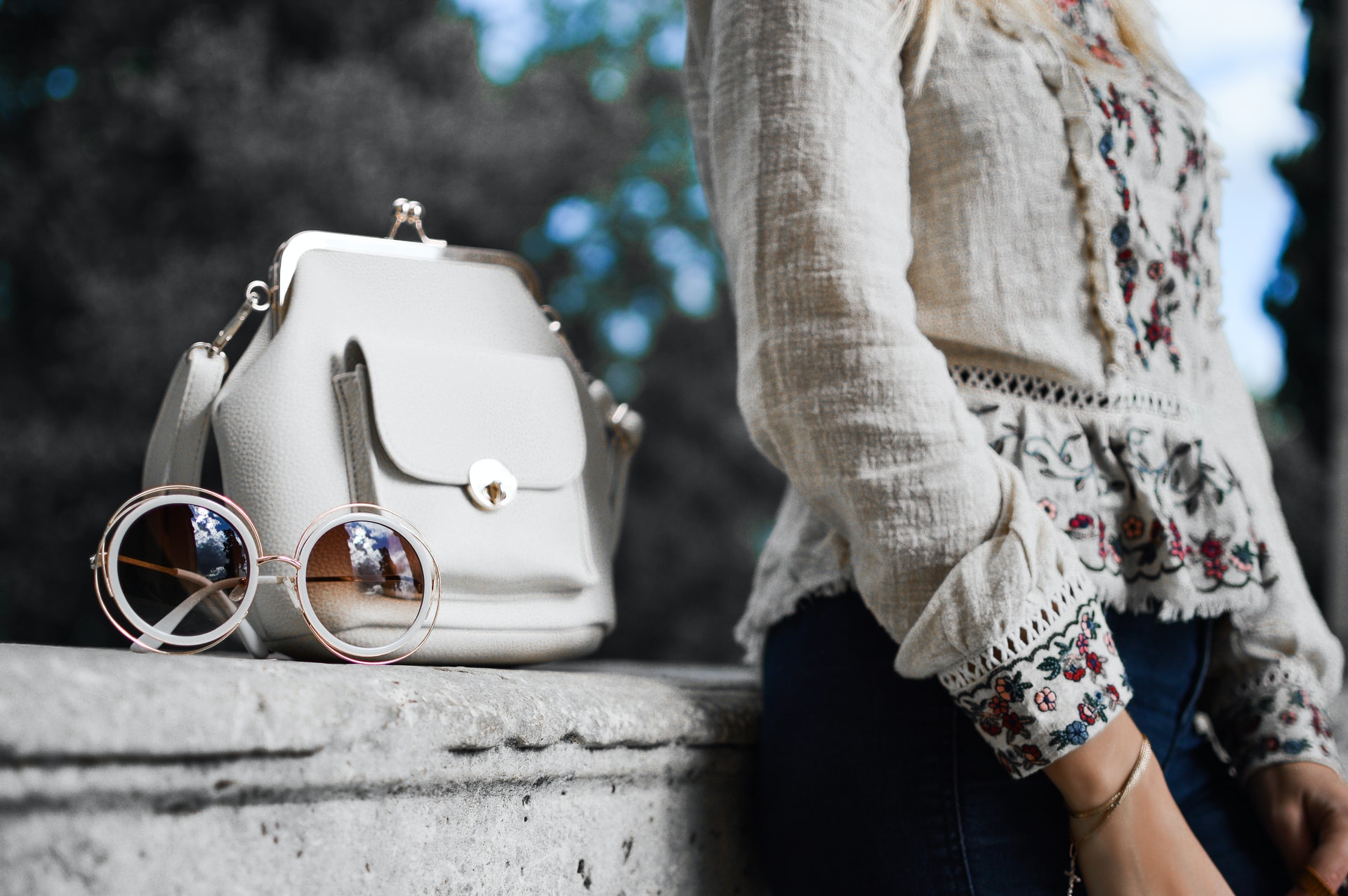 Woman with white bag