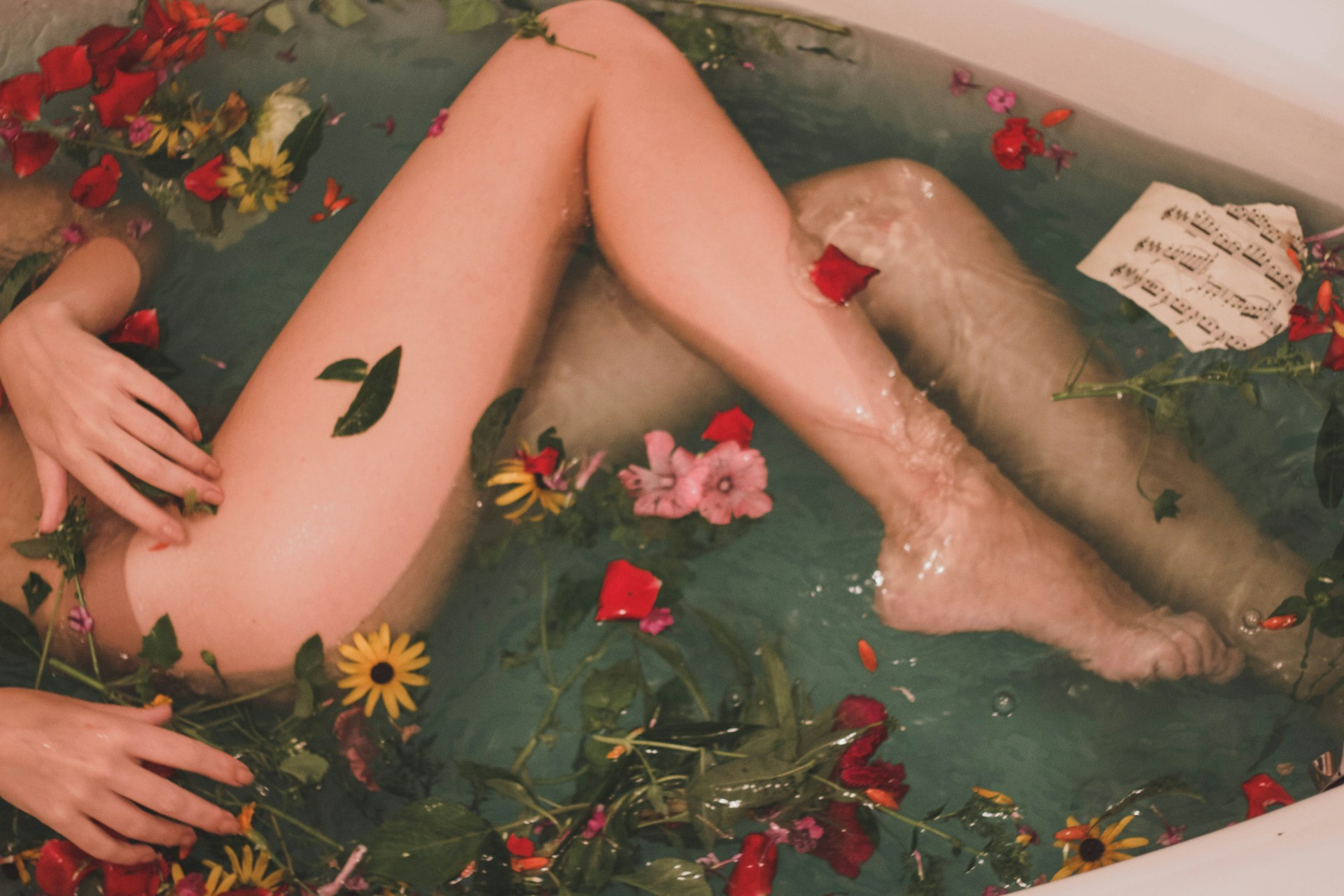 Woman taking a bath 