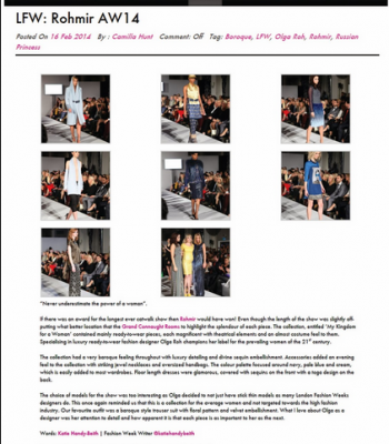 Romir LFW AW14 at Fashions Finest 