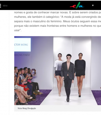 Sunglasses designer Victor Wong featured in O Globo magazine