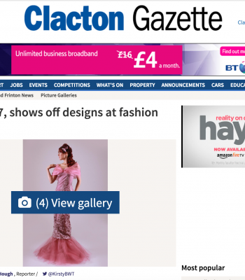 Young designer Abbi featured in Clacton Gazzette