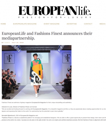 designers featured in European Life Magazine